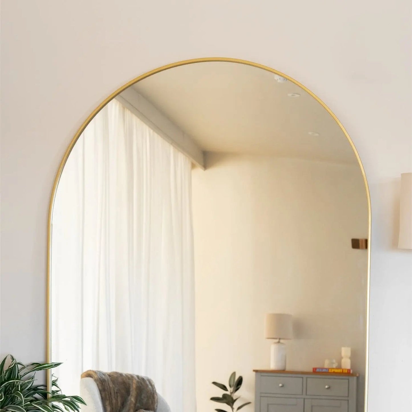 Akiko - Full Length Gold Metal Arched Mirror - 180cm x 90cm Jōbū Home