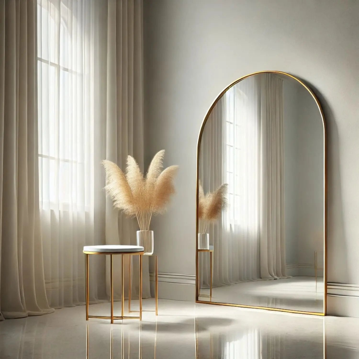Akiko - Full Length Gold Metal Arched Mirror - 180cm x 90cm Jōbū Home