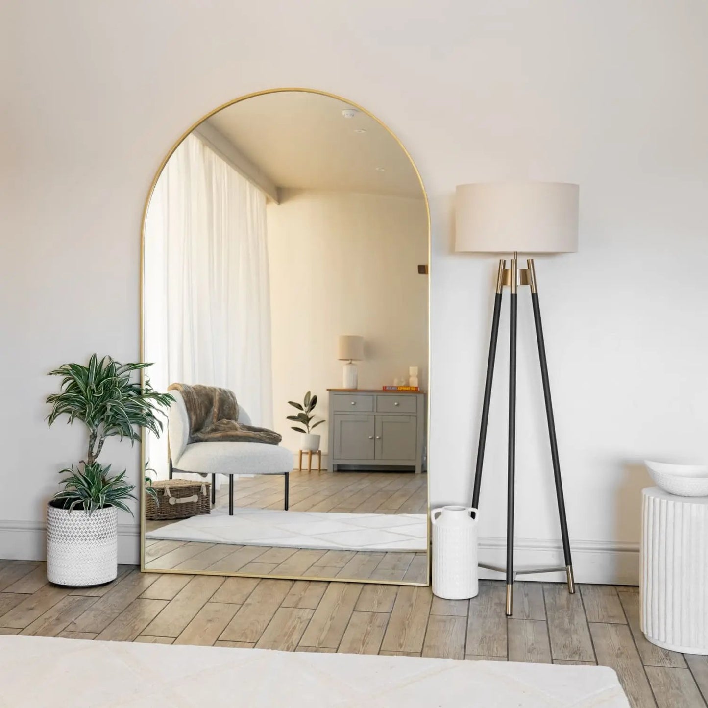 Akiko - Full Length Gold Metal Arched Mirror - 200cm x 120cm Jōbū Home