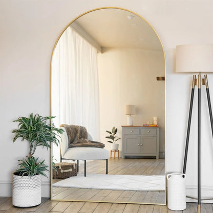Akiko - Full Length Gold Metal Arched Mirror - 200cm x 120cm Jōbū Home