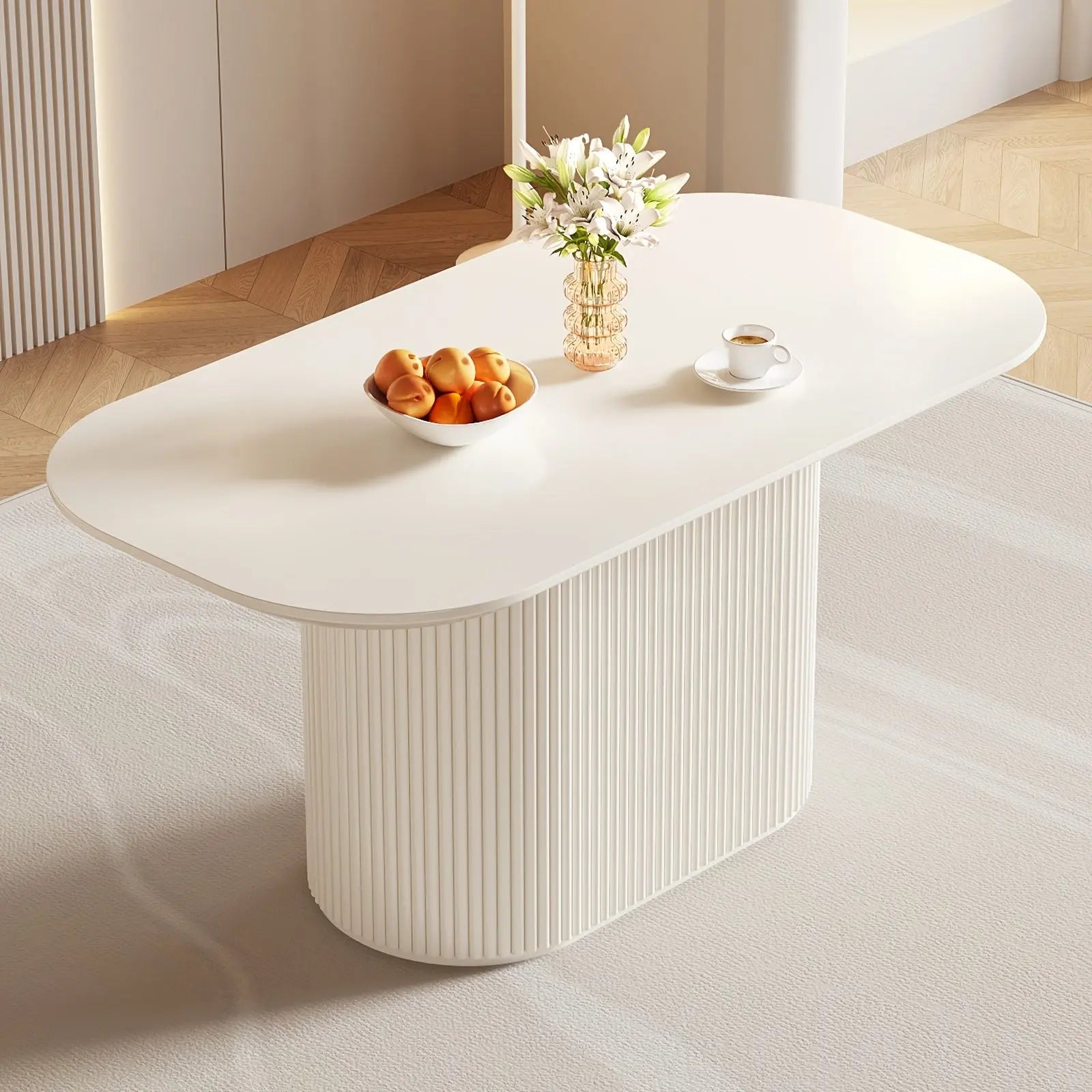 Aaliyah White Cream Rectangular Dining Table and Chair Set Refined Maison®