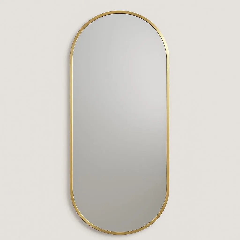 Emi - Full Length Gold Metal Runway Oval Mirror - 180cm x 80cm Jōbū Home