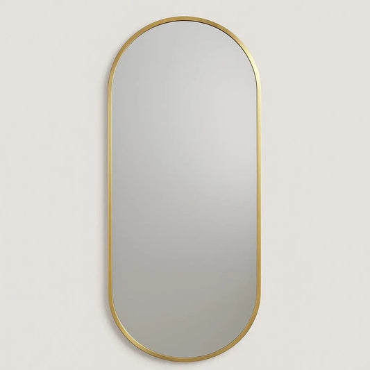 Emi - Full Length Gold Metal Runway Oval Mirror - 180cm x 80cm Jōbū Home