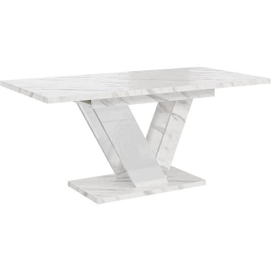 Conna Extendable White Marble Dining Table for 6 Refined Maison®