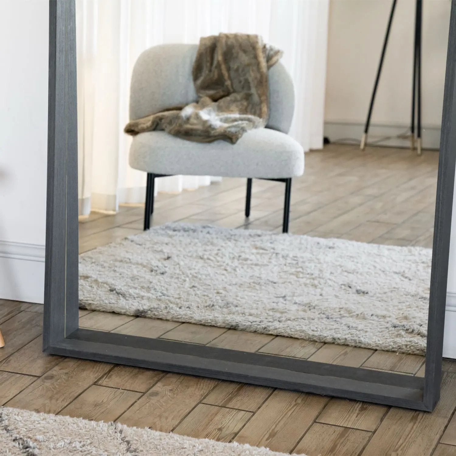 Hanaka - Full Length Black Oak Rectangle Mirror - 200cm x 100cm Jōbū Home