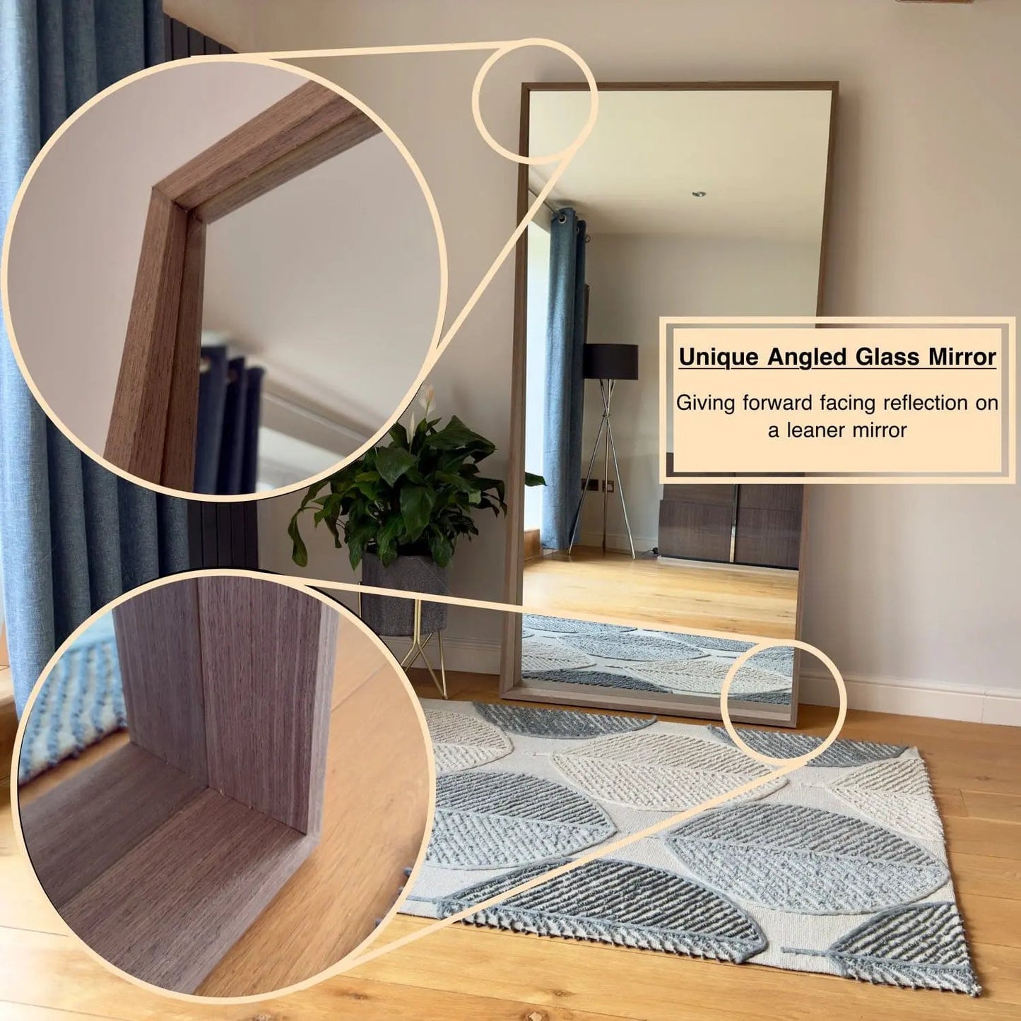 Hanaka - Full Length Black Oak Rectangle Mirror - 200cm x 100cm Jōbū Home