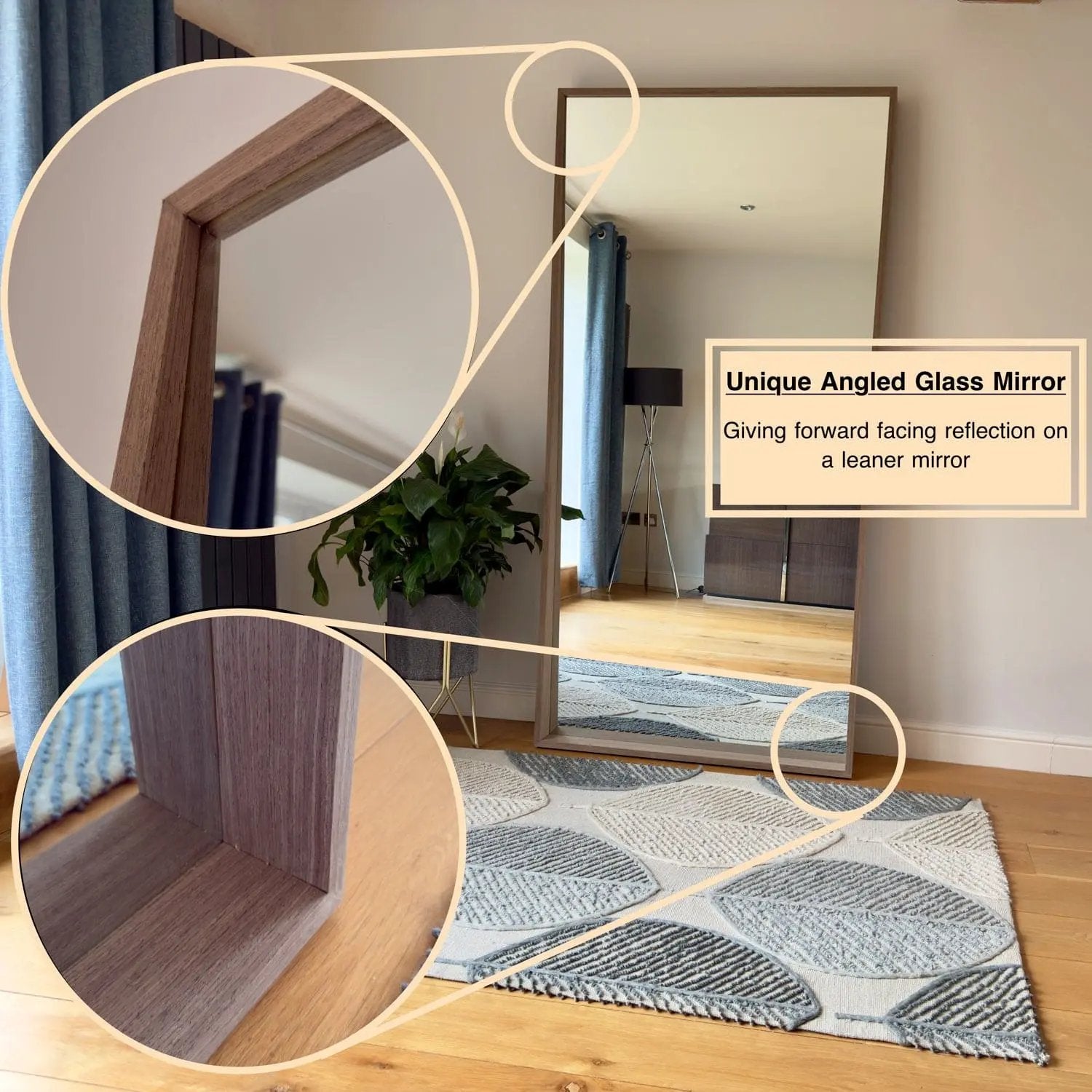 Hanaka - Full Length Black Oak Rectangle Mirror - 200cm x 100cm Jōbū Home