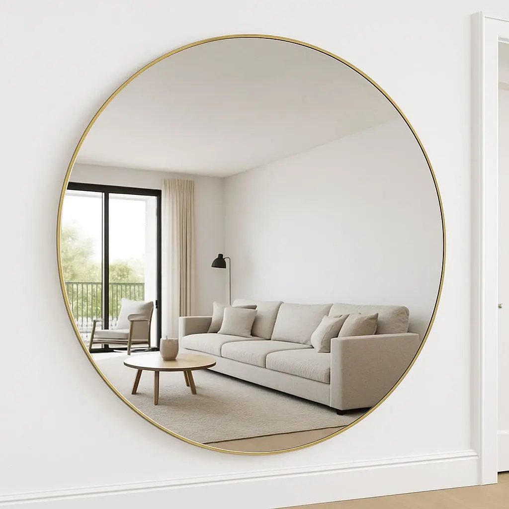 Rei - XXL Round Gold Metal Circle Mirror - 180cm x 180cm Jōbū Home