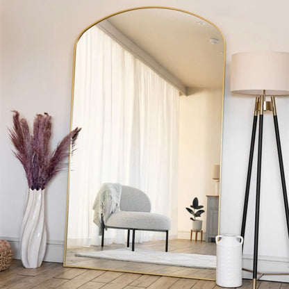 Yoko - Full Length Gold Metal Gentle Arch Mirror - 180cm x 90cm. Jōbū Home