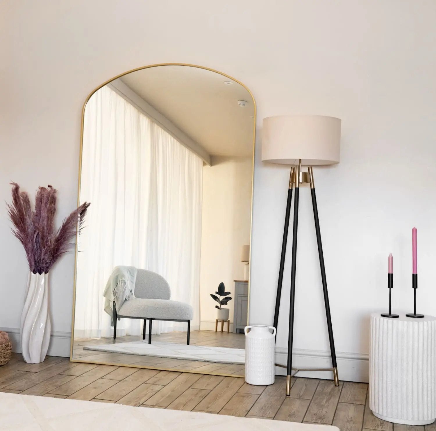 Yoko - Full Length Gold Metal Gentle Arch Mirror - 180cm x 90cm. Jōbū Home